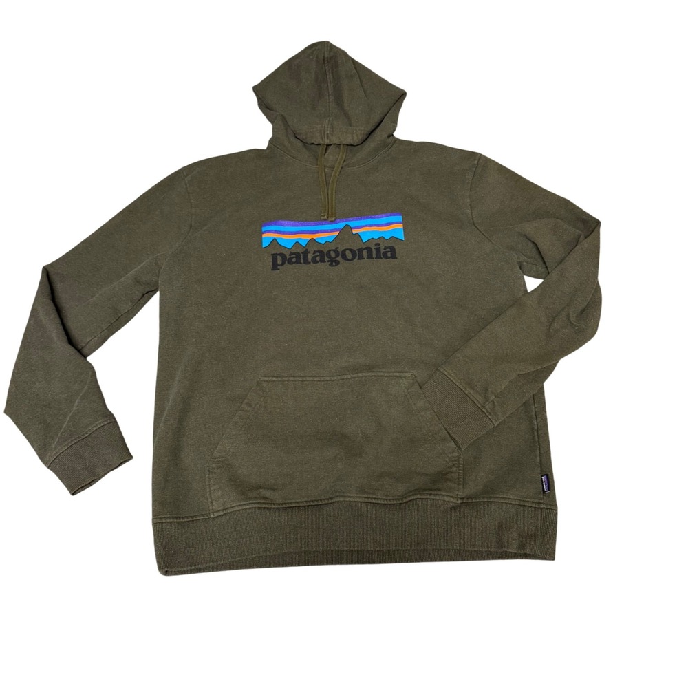 Patagonia Mens Uprisal Hoody XL Olive Green P-6 Logo Recycled Fleece Pullover